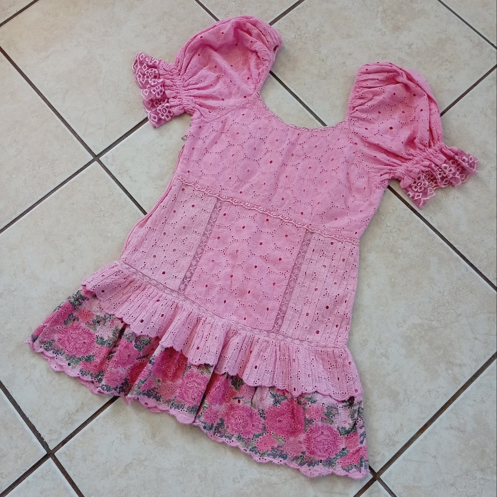 LoveShackFancy Pink Eyelet Floral Mini Dress - Picture 9 of 16